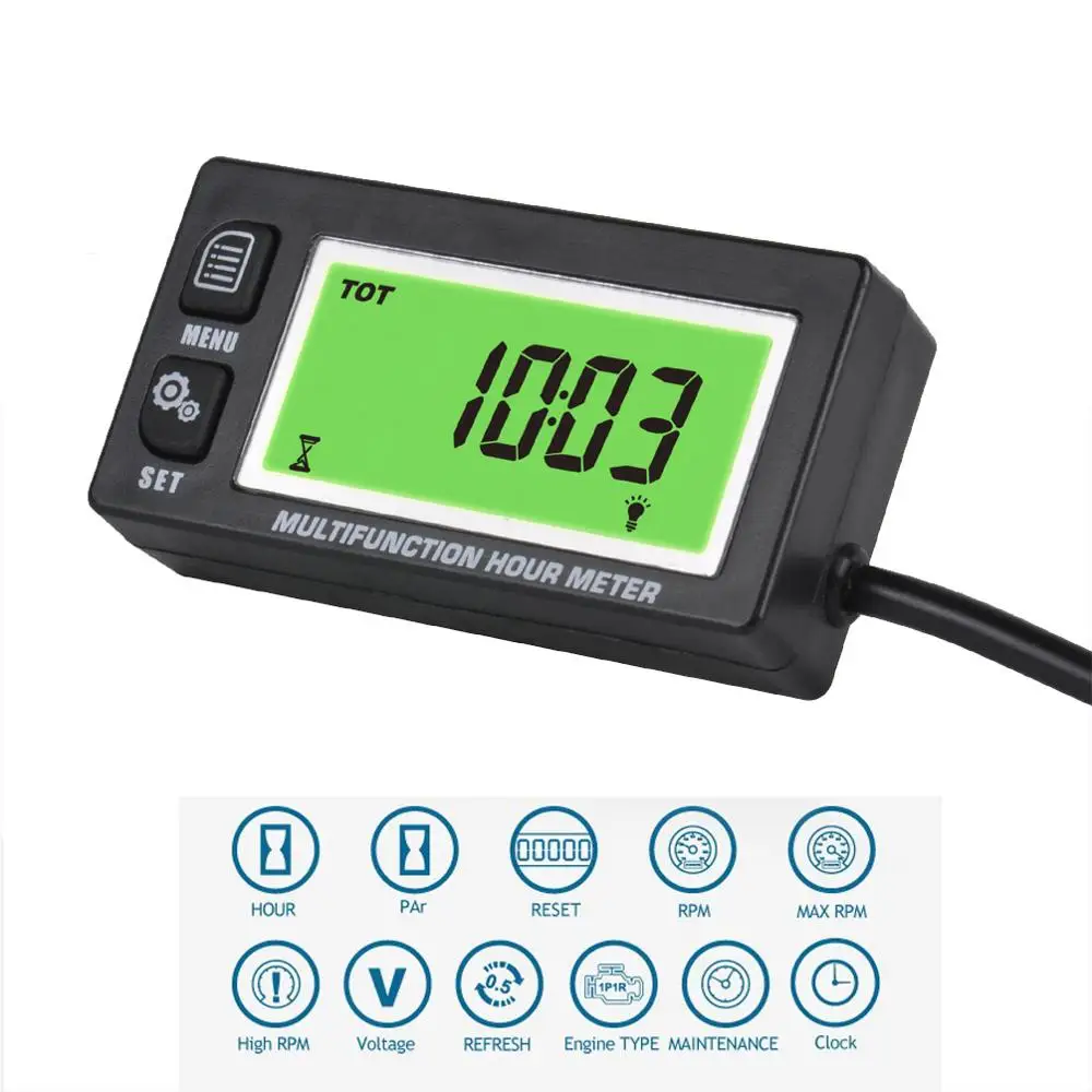 Водонепроницаемый Многофункциональный счетчик часов Вольтметр и Тахометр для