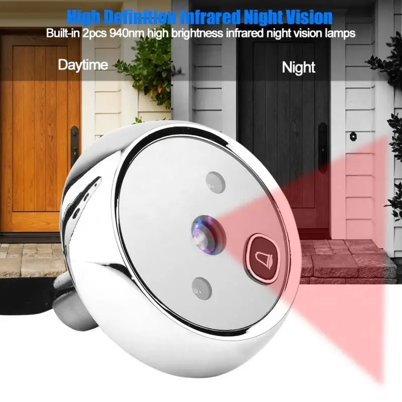 Умный HD Визуальный дверной звонок для 35-110 мм дверного трубопровода Видео дверной телефон широкий угол ночного видения камера Инфракрасный датчик движения