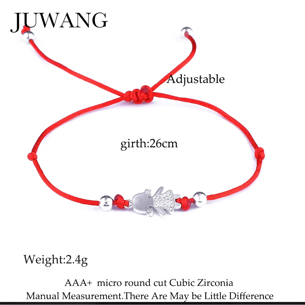 JUWANG милая девушка Шарм коса красная веревка браслет для женщин детей золото/серебро CZ циркония Регулируемые Парные браслеты