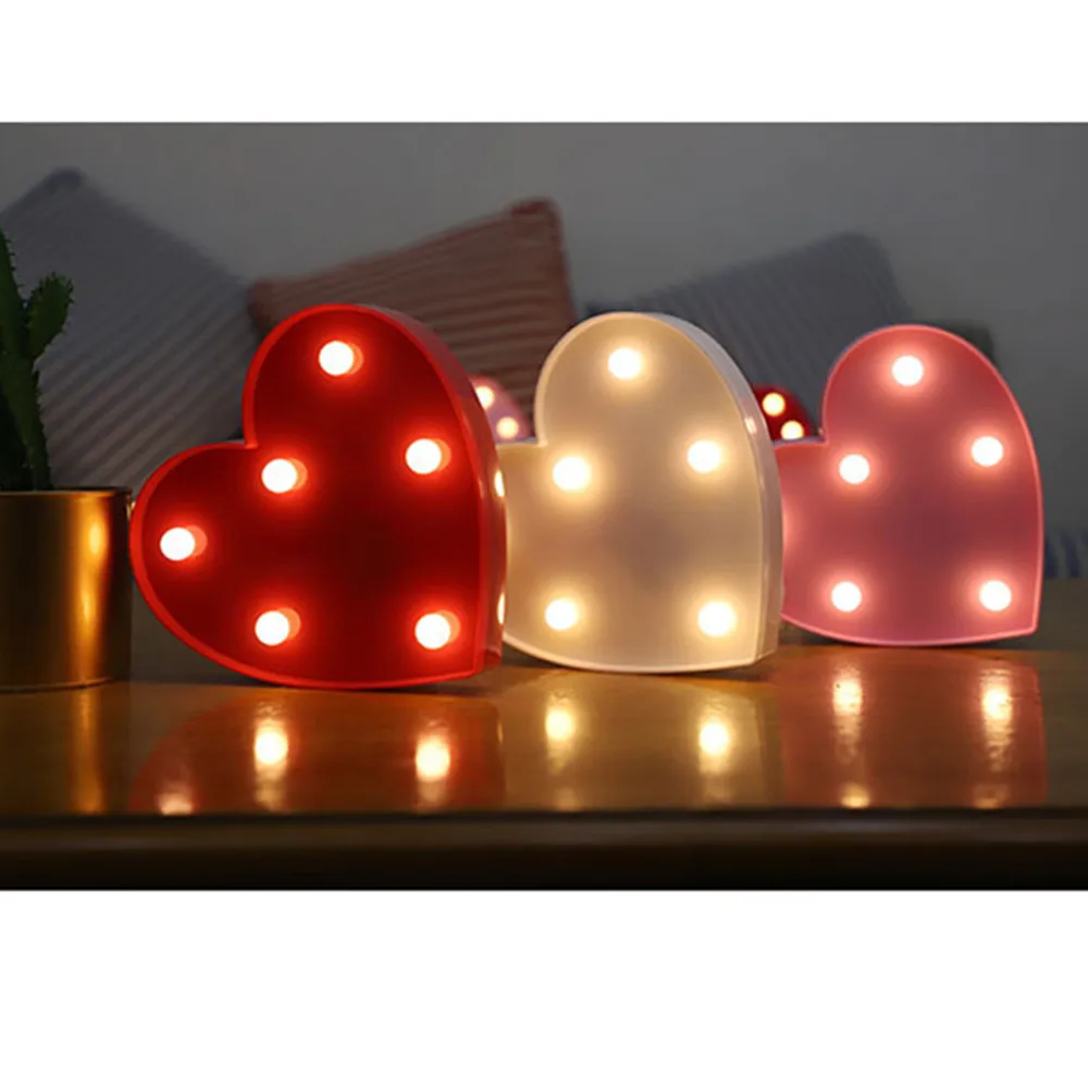  3D Love Heart Marquee Letter Lamps Indoor Decorative Nights Lamps LED Night Light Wedding Decor Rom - 4000062902391