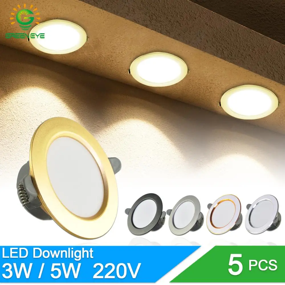 5Pcs downlight led 3w 5w 3000k 4500K 6000K led Downlight AC 220V ceiling downlight Kitchen living room Indoor recessed downlight 5Pcs downlight led 3w 5w 3000k 4500K 6000K led Downlight AC 220V ceiling downlight Kitchen living room Indoor recessed downlight