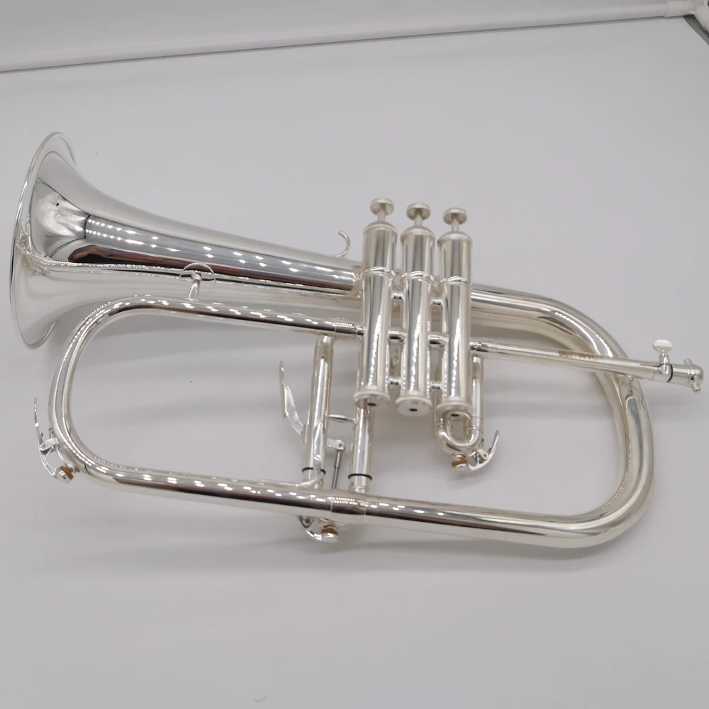 Brand New Professional Flugelhorn 8310ZS Silver Plated With Case Profession Flugelhorns Bb Yellow Brass Bell