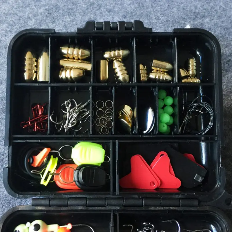 128 pcs/boxes Fishing Accessories Hook Swivel Weight Fishing Sinker Stopper Connectors Sequins Curling Fishing Tackle Box