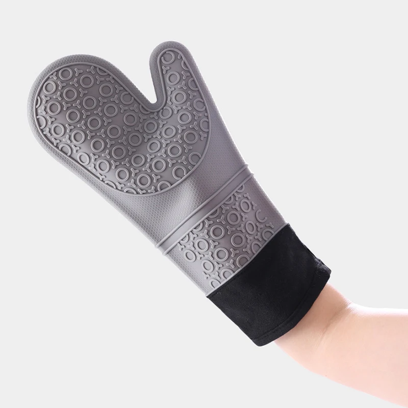 1 Professional Oven Gloves Heat Resistant Silicone Gloves Oven Mitts Non-Slip Cooking Barbecue Gants With Soft Inner Lining