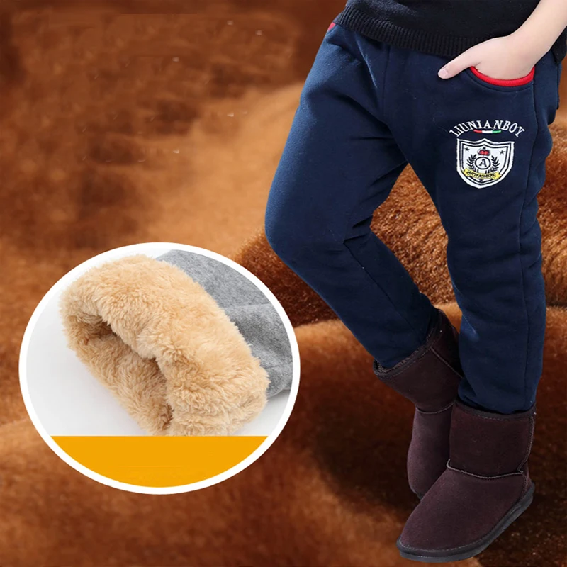 High quality warm velvet winter leggings for boys kids elastice waist fashion pants boys trousers children winter leggings