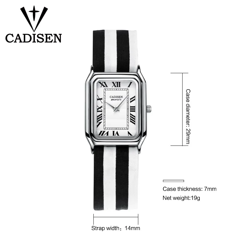 CADISEN супер тонкие полосы ткани квадратные часы для женщин лучший бренд Роскошные повседневные часы женские наручные часы Relogio Feminino