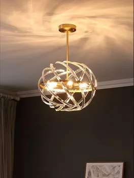 

Postmodern Luxury Crystal Pendant Lights Copper Creative Living Room Restaurant Home Hanging Lamp Nordic Bedroom Aisle Fixtures