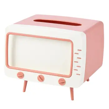 

2020 New Creative TV Tissue Box Dispenser Storage Napkin Case with Mobile Phone Holder