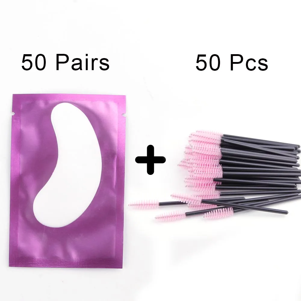 purple set3 100 шт подушки для наращивания ресниц под Накладные ресницы с 50 шт одноразовая бровь кисти наращивание ресниц аксессуары - Цвет: purple set3
