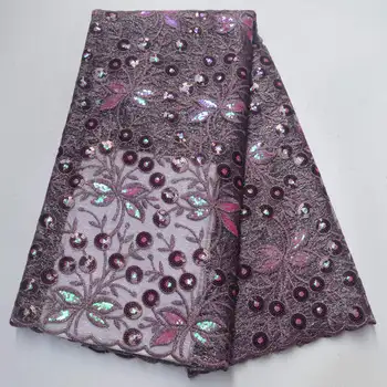 

Latest Net French Lace Material High Quality French Net African Lace Fabric Sequins Nigerian french tulle lace fabrics XDE05