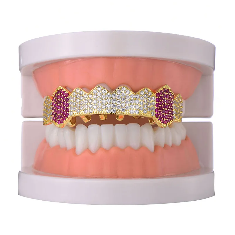 Хип хоп Iced Out микро Pave Полный CZ зубы Grillz дно Шарм грили для мужчин женщин ювелирные изделия Золото Серебро Цвет