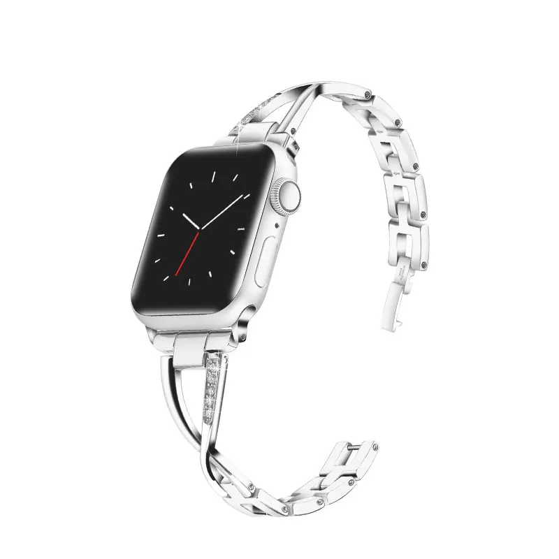 H001 Silver Нержавеющая сталь ремешок для наручных часов Apple Watch Series 5/4/3/2/1 38 мм 40 мм Для женщин наручных часов Iwatch, 42 мм 44 аксессуары металлический браслет X-Link РЕМЕНЬ - Цвет ремешка: H001 Silver