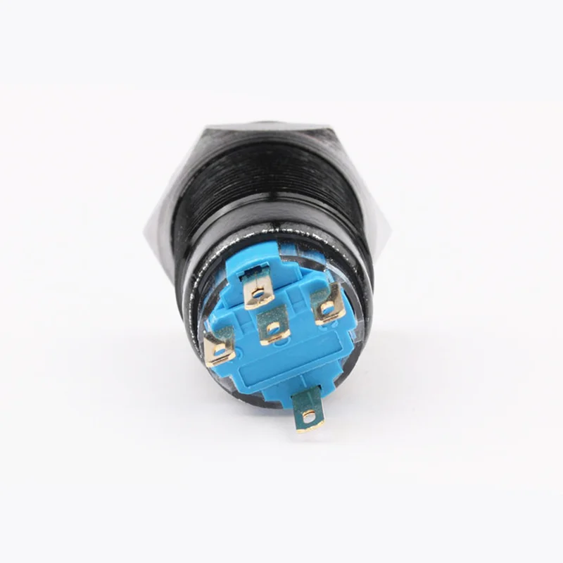 19 мм светодиодный алюминиевый черный индикатор питания Кнопка без фиксации водонепроницаемый мгновенный переключатель с фиксацией