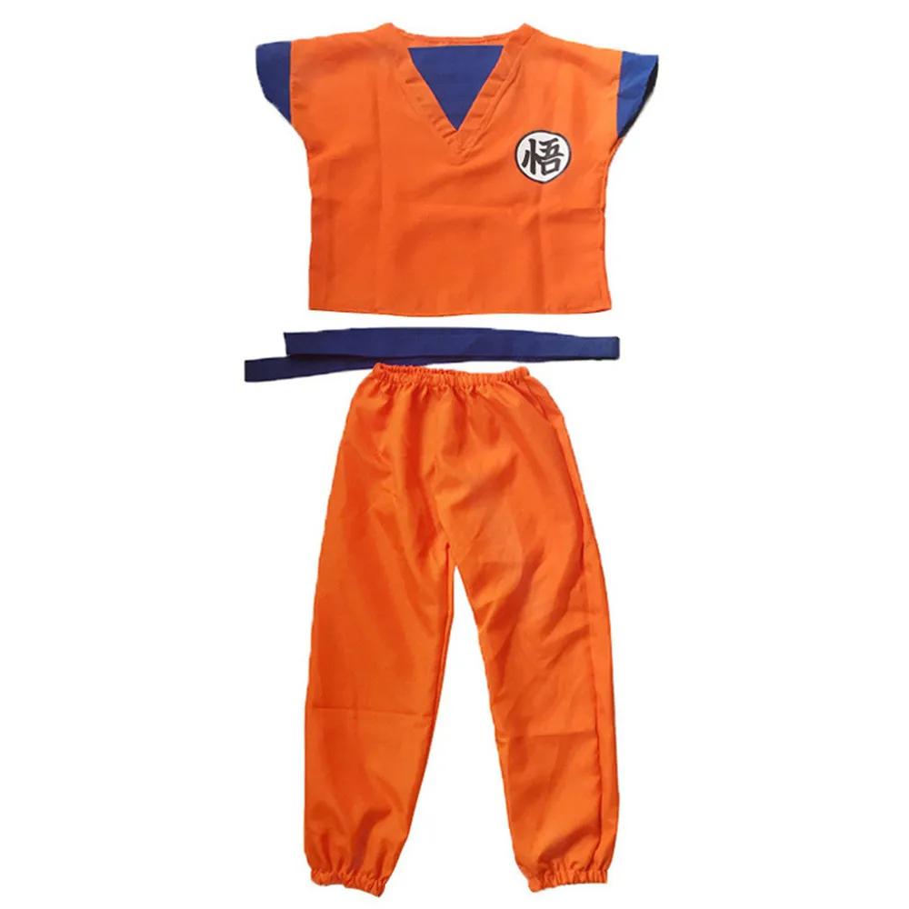Красный Dragon Ball Z Son Goku косплей костюм детская одежда для взрослых водолазка Одежда для косплея Хэллоуин Япония мультфильм Стрекоза набор из шести предметов - Цвет: Красный