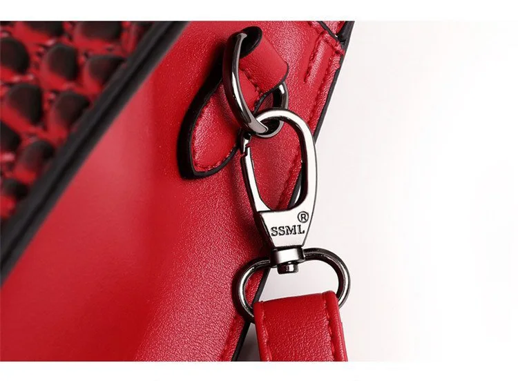 PU Leather Faux Crocodile Print Handbags Purse Fashion fashion crossbody bag for women 2019 Famous brand Brand Shoulder Bags Red (18)