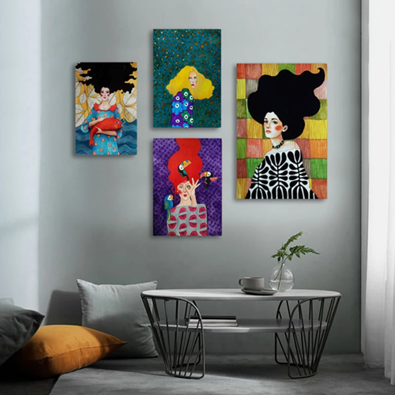 Nordic Modern Style Handdraw Characters Colorful Canvas Painting Poster Print Decor Wall Art Pictures For Living Room Bedroom | Дом и сад