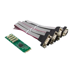 Chip ASIX de 4 puertos, adaptador de puerto serie 4S, industrial, RS232, tarjeta Convertidora de expansión, PCI Express, M.2, B, M, AX99100