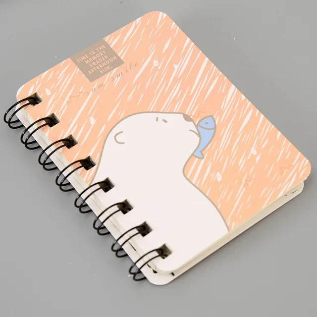 80Page A7 Korea Cartoon Anime Coil Notebook Small Notepad Animal Rollover Office School Learn Supplies Mini Kawaii Diary Journal 1808