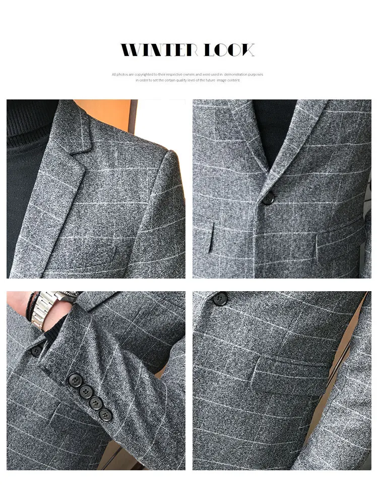 Quality Men Blazers Mens Plaid Wedding Suit Jacket Business Formal Party Blazer Slim Fit Male Custom Dress Coat