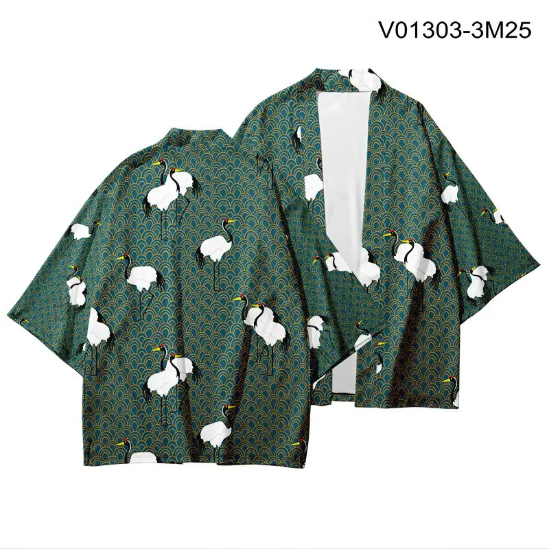 Японское кимоно Haori Yukata 3D печать Косплей женщин/мужчин мода лето Повседневная крутая короткий рукав - Цвет: B