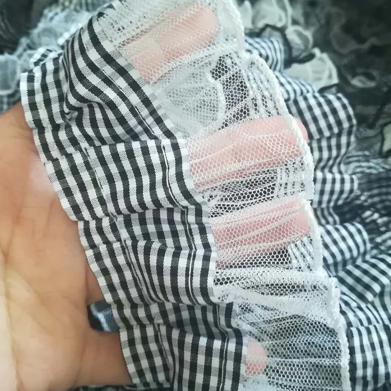 

1Yards Pleated Elastic Lace Mesh Fabric Applique 4cm 6cm Ribbon Sewing Guipure Craft Lace Trim For Wedding Dresses Clothes RG31
