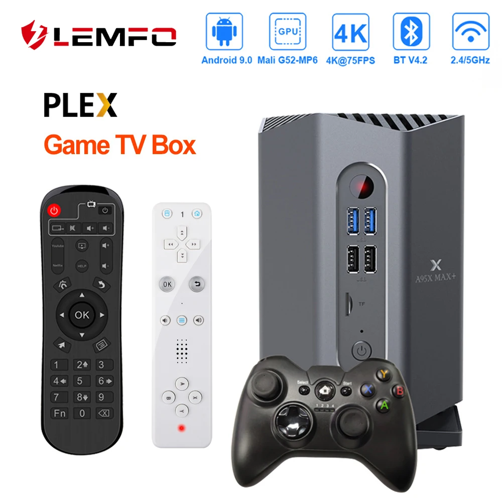 LEMFO Игровая приставка A95X Max+ Amlogic S922X 4 Гб 64 Гб Поддержка 4K 75fps Plex медиа сервер Google Play Store Android 9,0 ТВ приставка