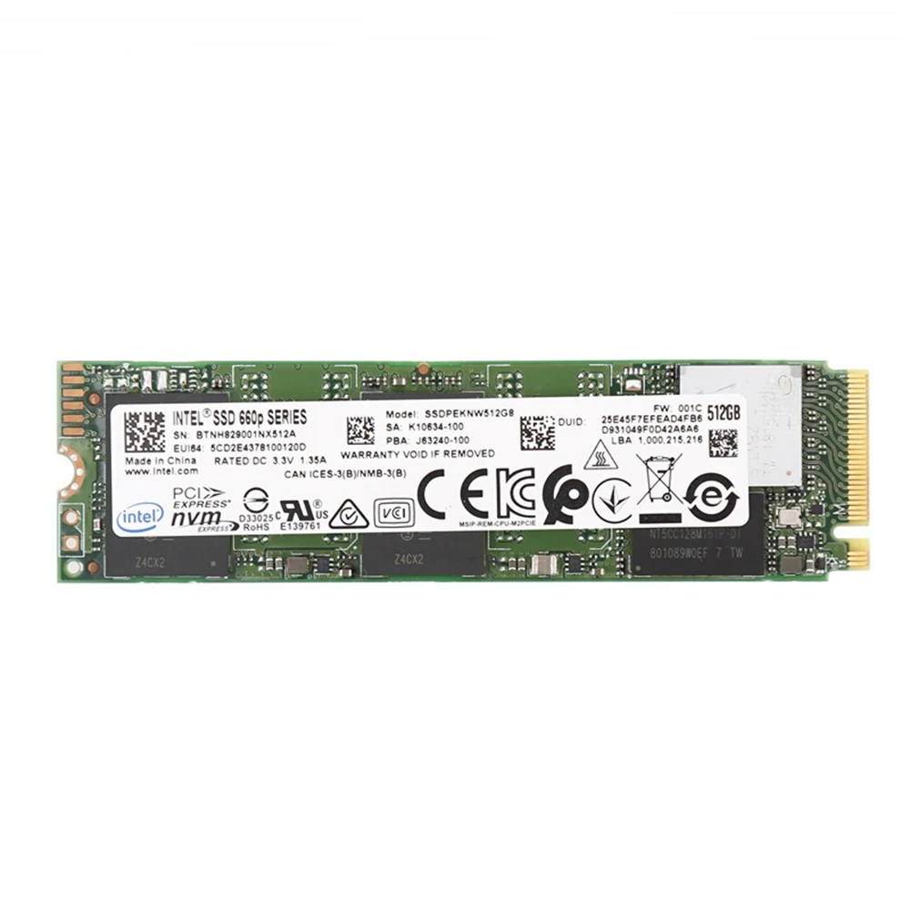 Твердотельный накопитель Intel 660p ssd 512GB 1 ТБ 2 ТБ-PCI Express(PCI Express 3,0x4)-внутренний SSD-intel M.2 2280 NVME ssd