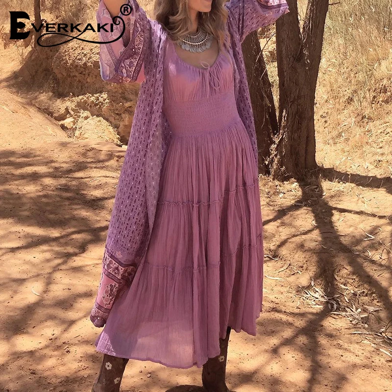 Everkaki Boho пальто кимоно женское с поясом осеннее длинное цветочным принтом