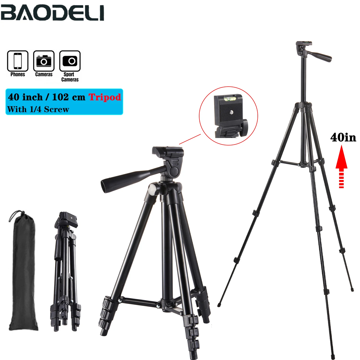 40" Photographic Lighting Tripod With 1/4 Screw Fill Light Stand Adjustable Suit For Ring Light Phone Stand Ring Lamp Ringlight