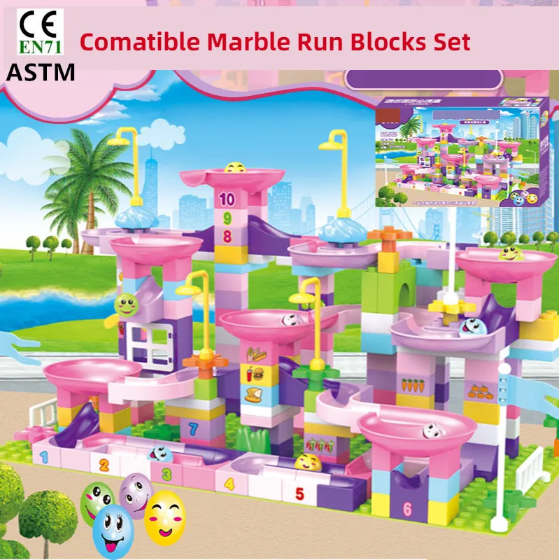 

New Marble Run Building Blocks Set Slide Rolling Ball System Toys for Children 101PCS ~ 271PCS Compatible