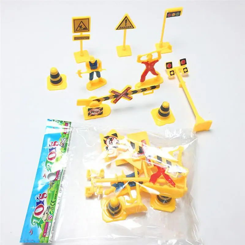 63pcs Traffic Sign set Fire Road Signal Sign Vehicles Scene Children'S Toys Practical Gifts Warning Sign Educational Toy