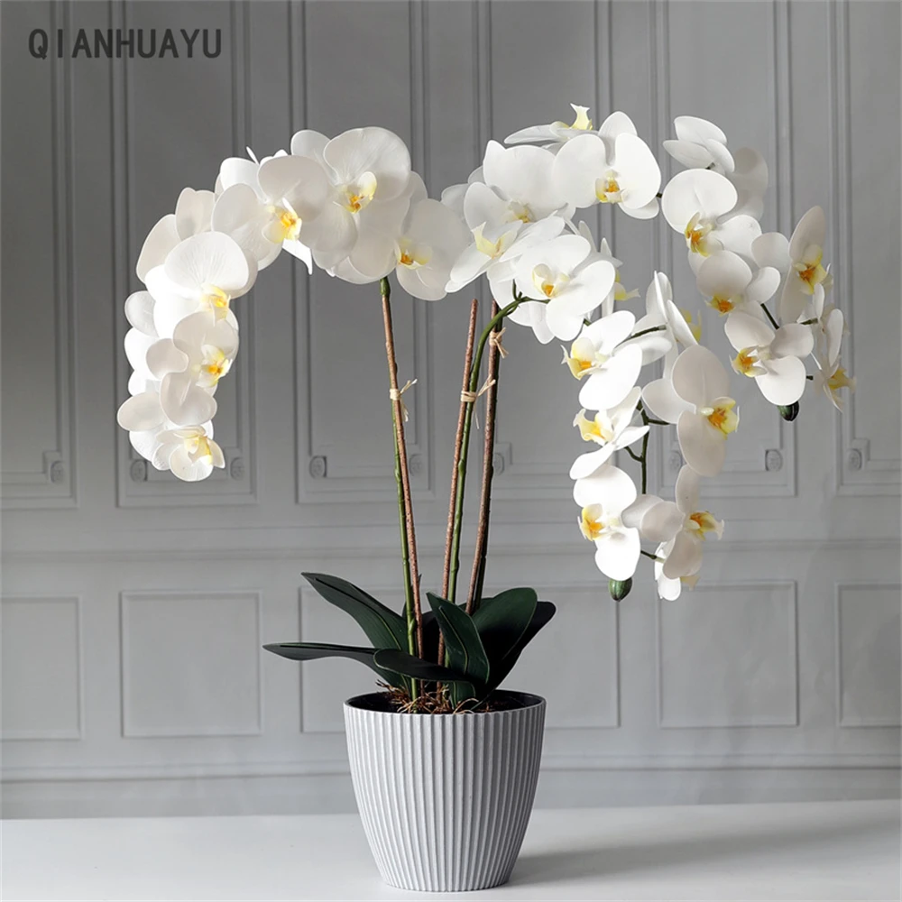 Orquídea de mariposa de seda blanca Flores artificiales Phalaenopsis Flor  falsa para la decoración del hogar Mesa de interior Fiesta de Navidad  Jardín Boda Matrimonio Decoración Plantas artificiales Regalos  Accesorios|Flores artificiales y