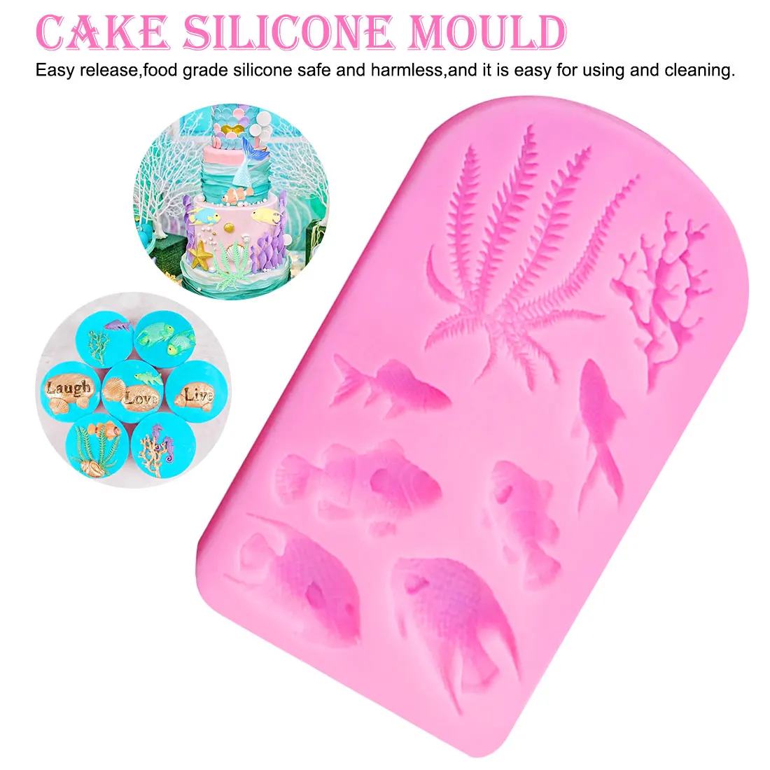

Sea Theme Seaweed Tropical Fish Silicone Mold Cake Decorating Tools Baking Cookie Cutter Fondant Molds Biscuit Maker Pastry Tool