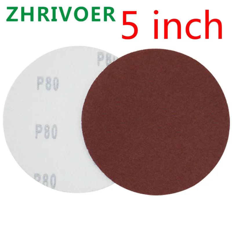 Disco de lija redondo de 5 pulgadas, papel de lija adhesivo de 125mm, para carpintería, fresadora de aire, 10 Uds.