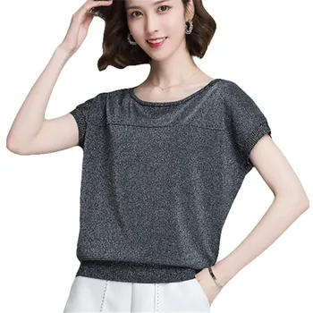 

New trendy knitted pop and blouse spring and summer sweaters shiny sweaters