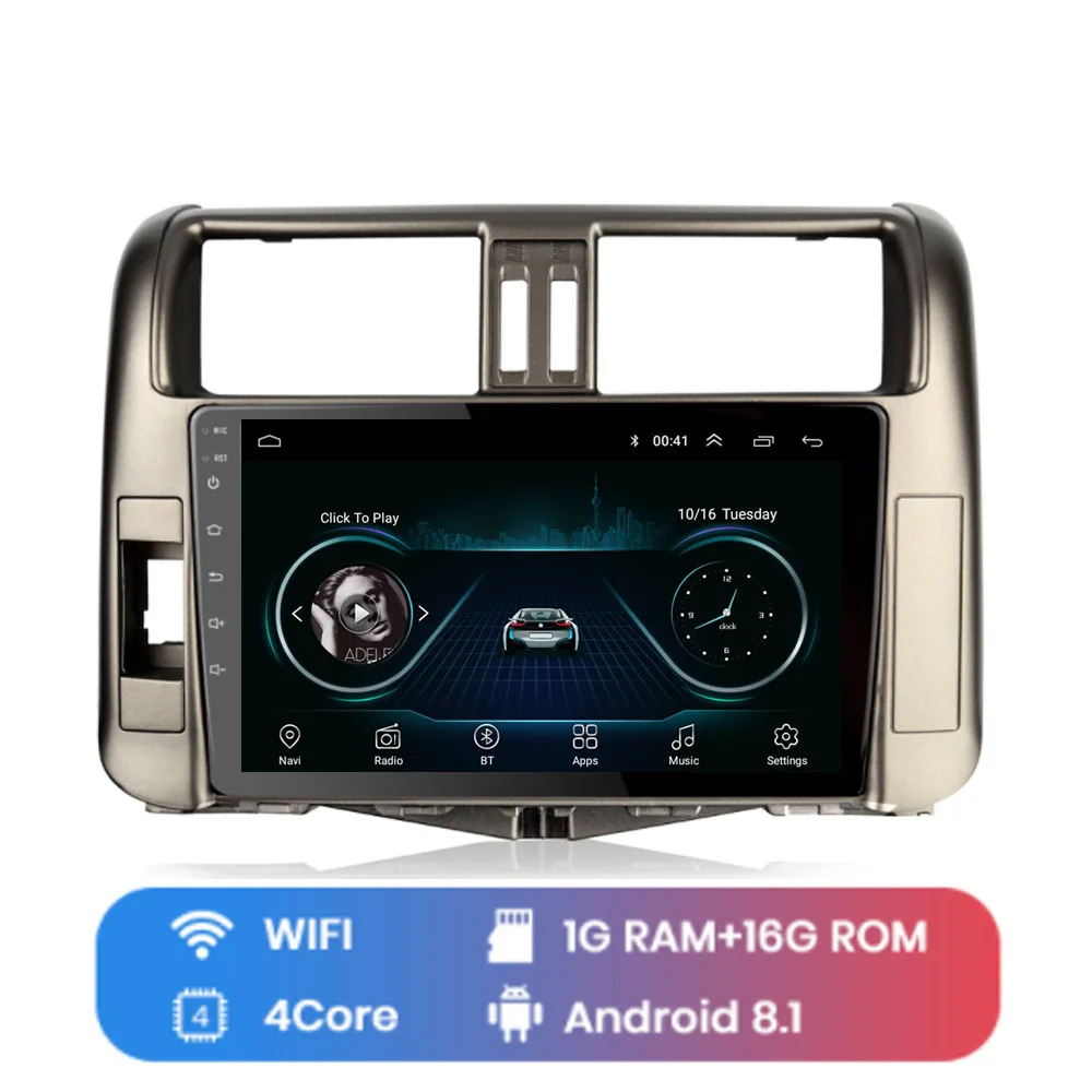 4G LTE Android 8,1 подходит для TOYOTA PRADO 2010 2011 2012 2013 Мультимедиа стерео автомобильный dvd-плеер навигация gps радио - Цвет: WIFI (1G 16G)