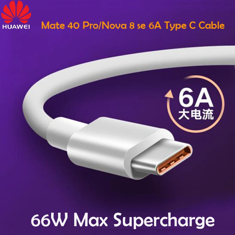 Original Huawei 6A Supercharge Type C USB Cable 66W Charger Cable For