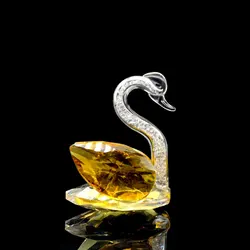 Colorful Crystal Swan Figurines - Elegant Glass Ornaments (Yellow)