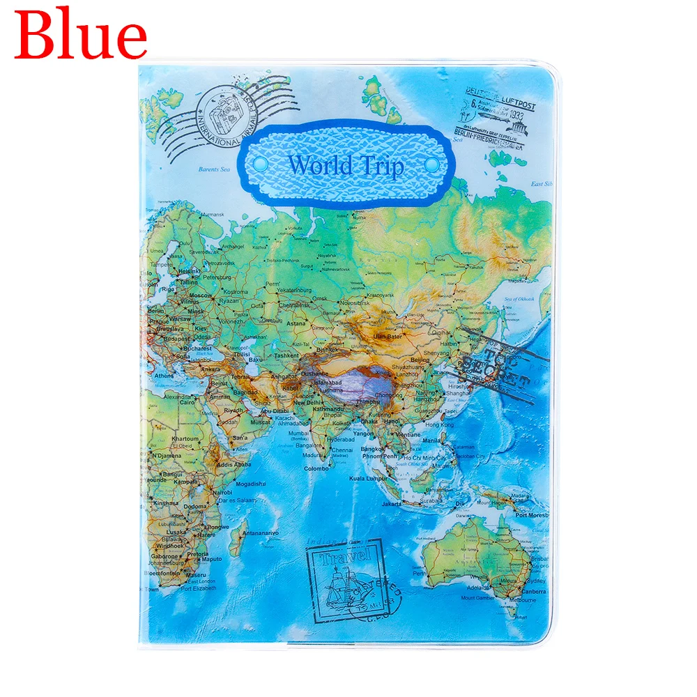 Модный женский кошелек из искусственной кожи с объемным дизайном, держатель для паспорта, цветочный принт, Обложка для документов, паспорта, чехол, держатель для ID карт - Цвет: BLUE