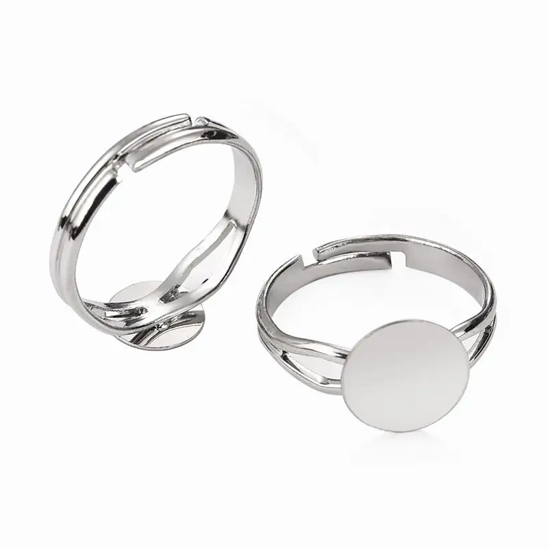 Steel Color 10 шт./лот 8/10/12 мм регулируемое кольцо кабошон базовая пустая Камея плоские настройки Pad ободок заготовки лотков "сделай сам" для изготовления ювелирных изделий Ремесла - Цвет: Steel Color