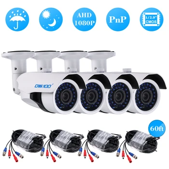 

OWSOO 4PCS 1080P AHD Camera Kit 2000TVL CCTV Security Camera System 1/2.9" Color CMOS 30pcs Array Infrared Lamps Night Vision