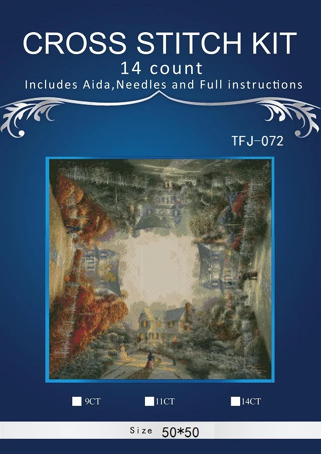 

new Embroidery Counted Cross Stitch Kits Needlework Crafts 14 ct DMC Color DIY Arts Handmade Decor seasons scenery