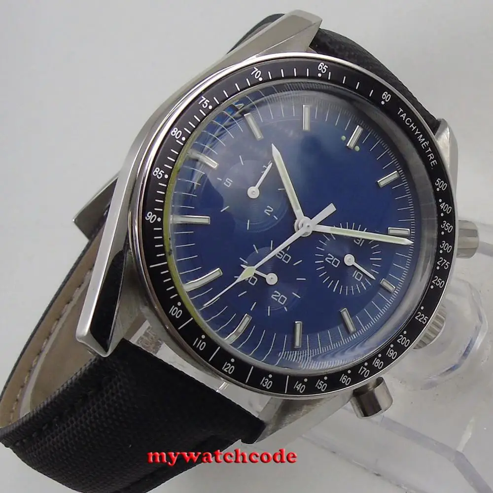 Мужские автоматические часы с голубым стерильным циферблатом 40 мм|Механические