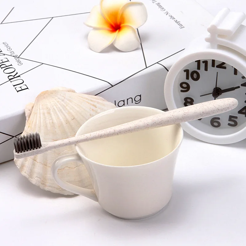Eco Friendly Toothbrushes Travel Toothbrush Bamboo Soft Bristle Brush Small Head Tooth Care Biodegradable Wheat straw 4
