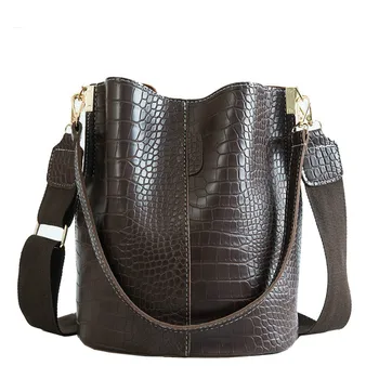 

2020 new crocodile leather crossbody bag ladies shoulder bag brand designer female bag luxury PU leather bag bucket bag handbag