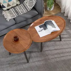Mesa auxiliar de madera maciza para sala de estar, mesa de centro pequeña, balcón Simple, mesa redonda de ocio, de estilo nórdico y moderno