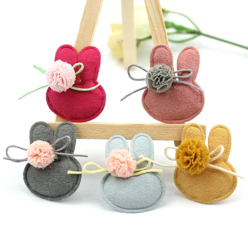 

10Pcs 3.5*4cm Rabbit Flowers Ball Padded Appliques For clothes DIY Children's hair Clip Hat patches Decor Ornament Accessories