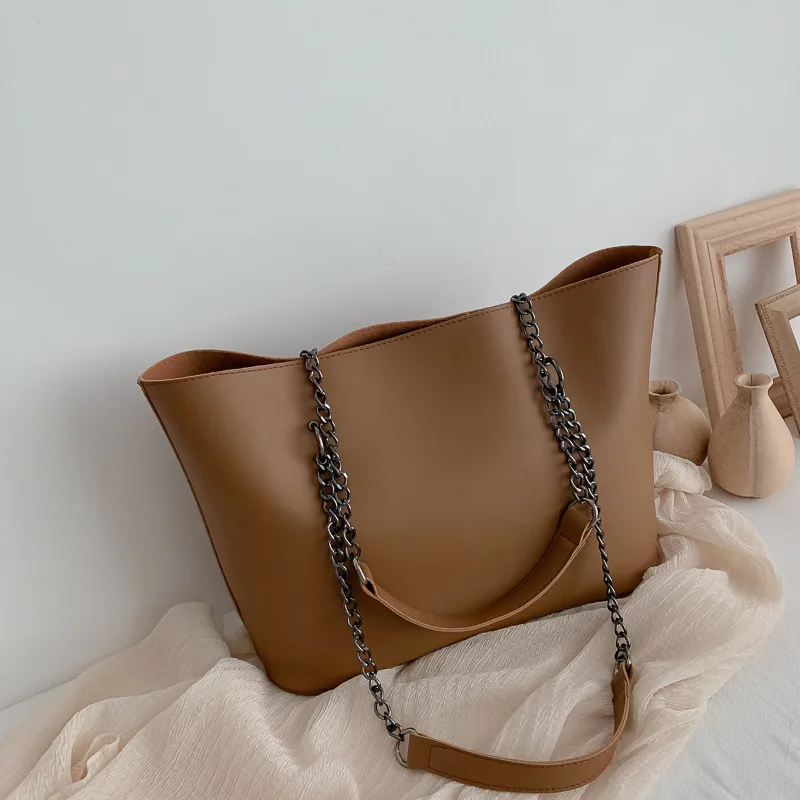 

Autumn And Winter Big Bag Women's 2020 New Style Fashion Simple Retro Hand Tote Bag Casual Large-Volume Chain Shoulder Bag