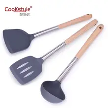 Кухонные инструменты силикагель посуда из нержавеющей стали 3 шт. антипригарный горшок только кухонная лопатка Ladel лопатка набор