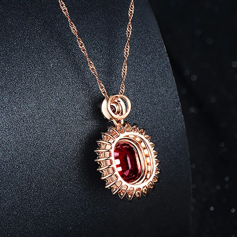 Bague Ringen, роскошный стиль, цветок, рубиновое ожерелье для женщин, новинка, элегантное, розовое золото, цвет серебряный, 925, ювелирное изделие для свадеб